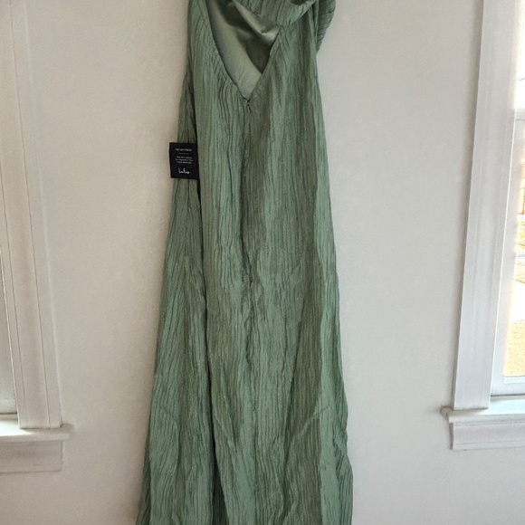 Radiant Season Sage Green Plisse Cutout Strapless Maxi Dress - Picture 3 of 5